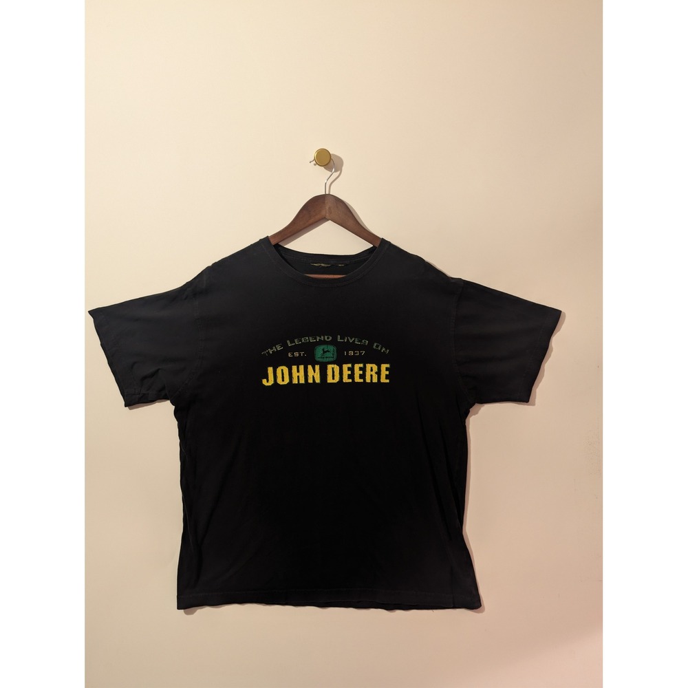 John Deere Graphic T-Shirt Mens XL Black Excellent Legend Lives On Workwear Tee
